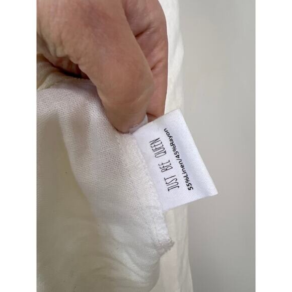 NEW Just Bee Queen Adri Tie Front V-Neck Banded Cuff Balloon Sleeve Top White - Picture 5 of 7